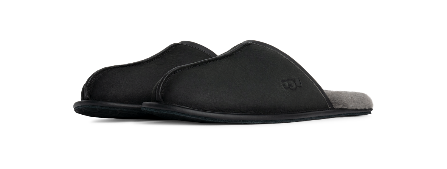 UGG Scuff Leather Slipper Black, Black (1108192-BLK)