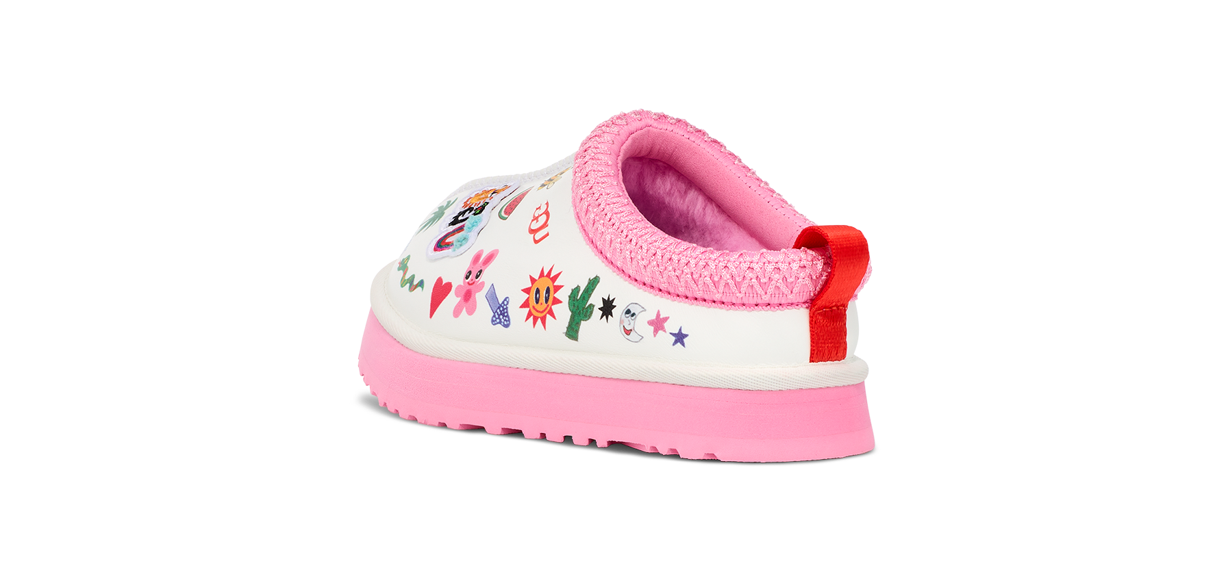 UGG Tazz Slipper Humberto Cruz Pop Sketch (Kids), White/Pink (1154433K-WHT)