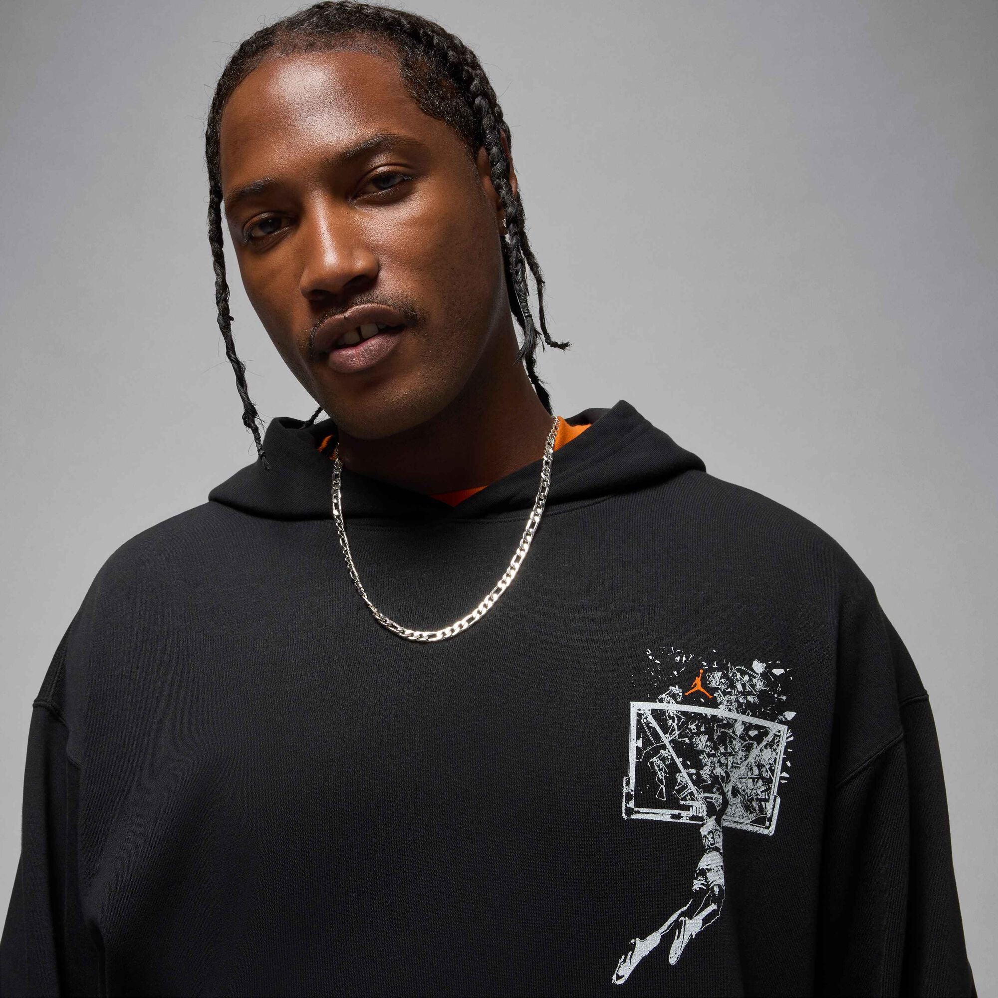 Air Jordan Brooklyn Oversized Pullover Hoodie Black/Starfish