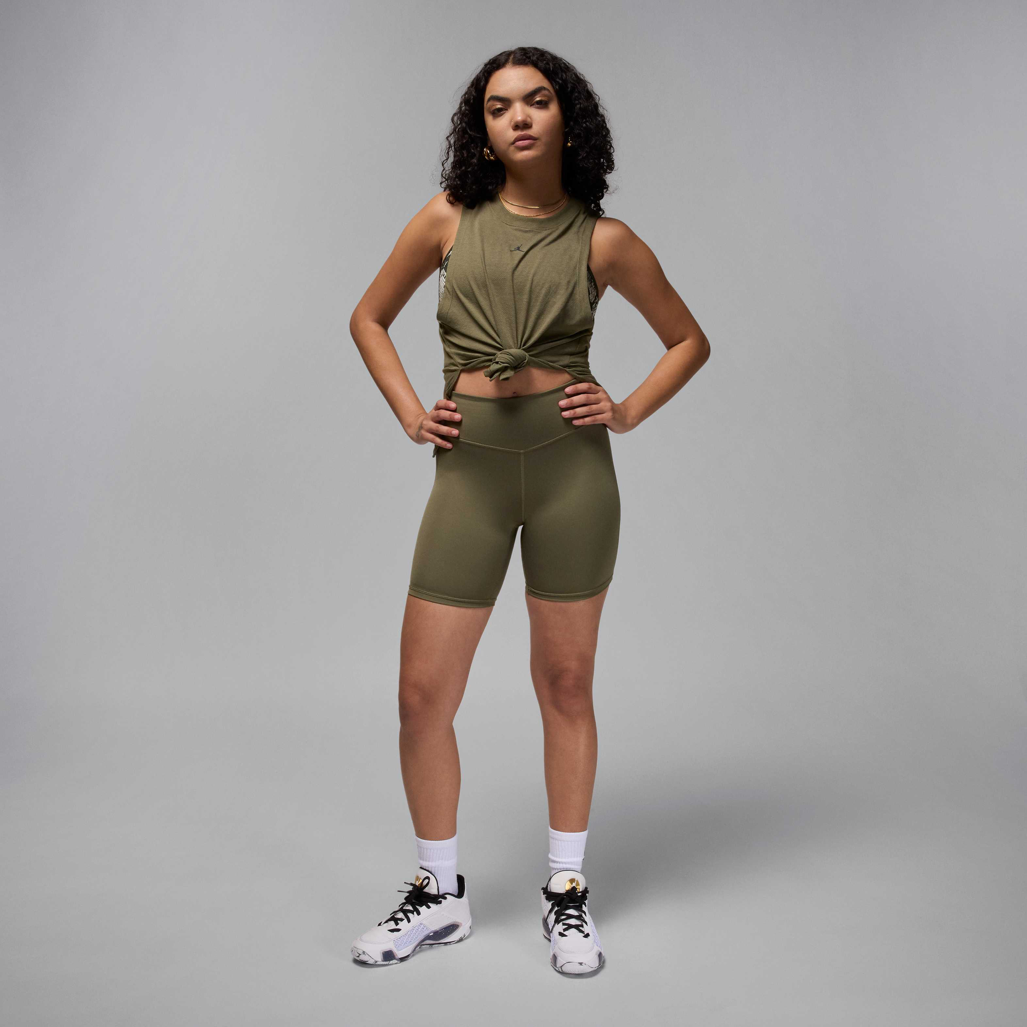 Air Jordan Sport High-Waisted 18cm (approx.) Bike Shorts Medium Olive/White