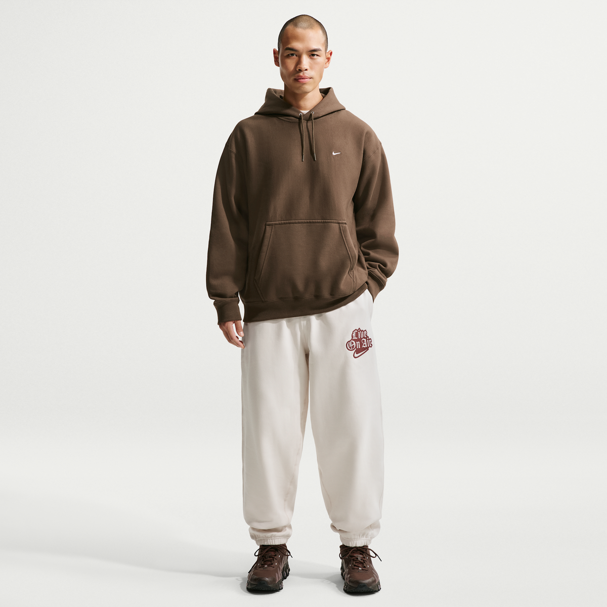 Nike Solo Swoosh Men's Pullover Hoodie Dark Hazel/White