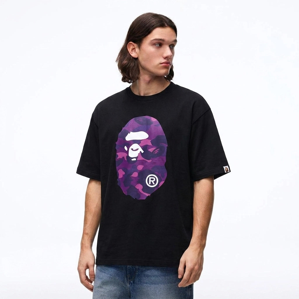 BAPE Color Camo Big Ape Head T-Shirt Black Purple