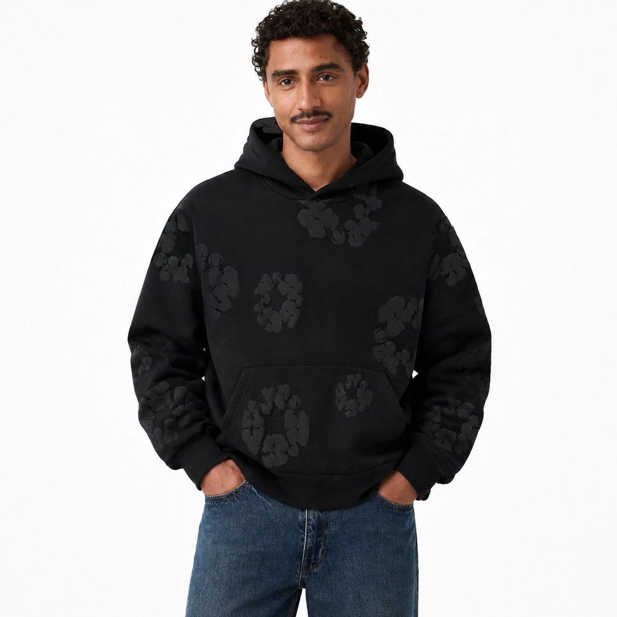 Denim Tears Cotton Wreath Hoodie Black Monochrome