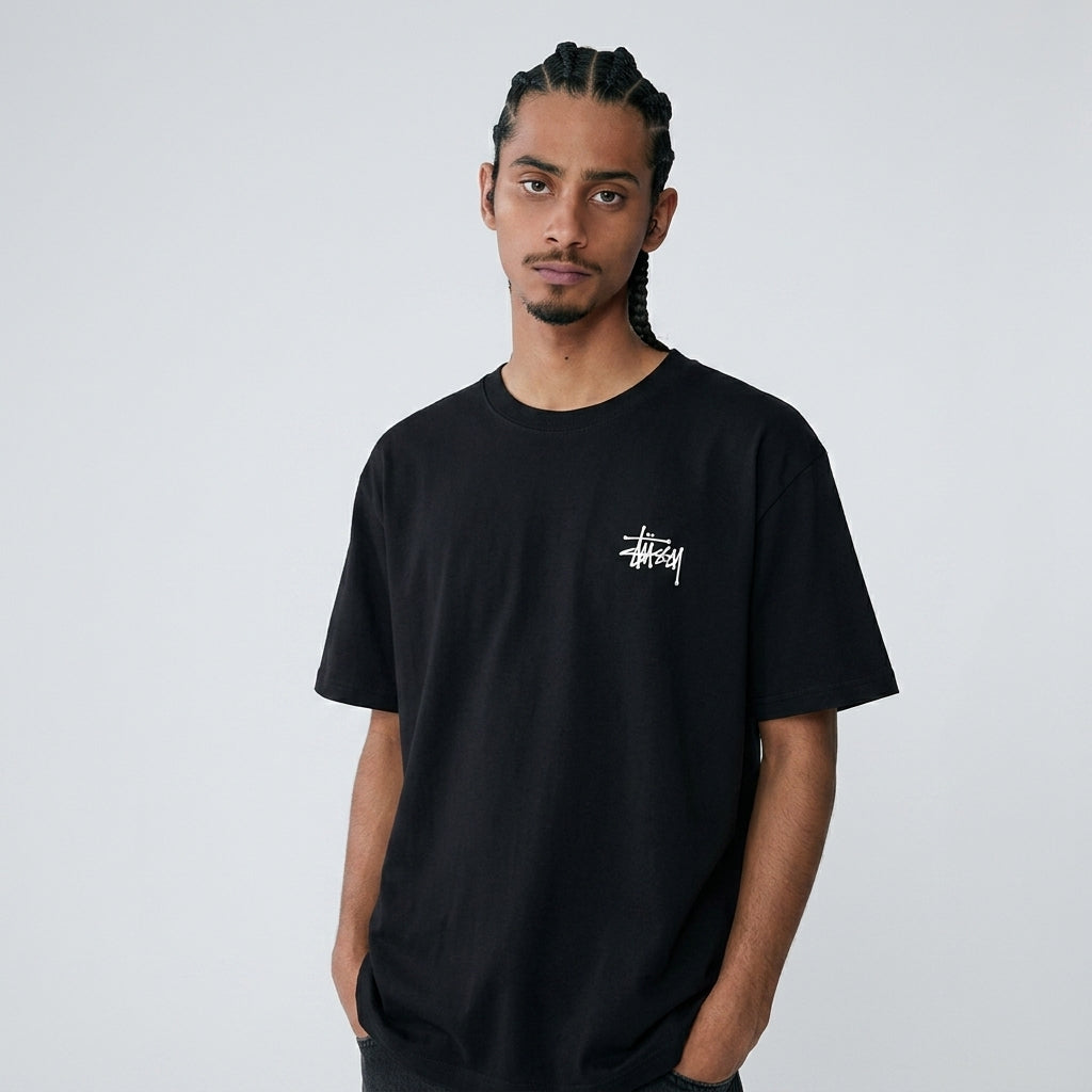 Stussy Basic Pigment Dyed Logo T-Shirt Black