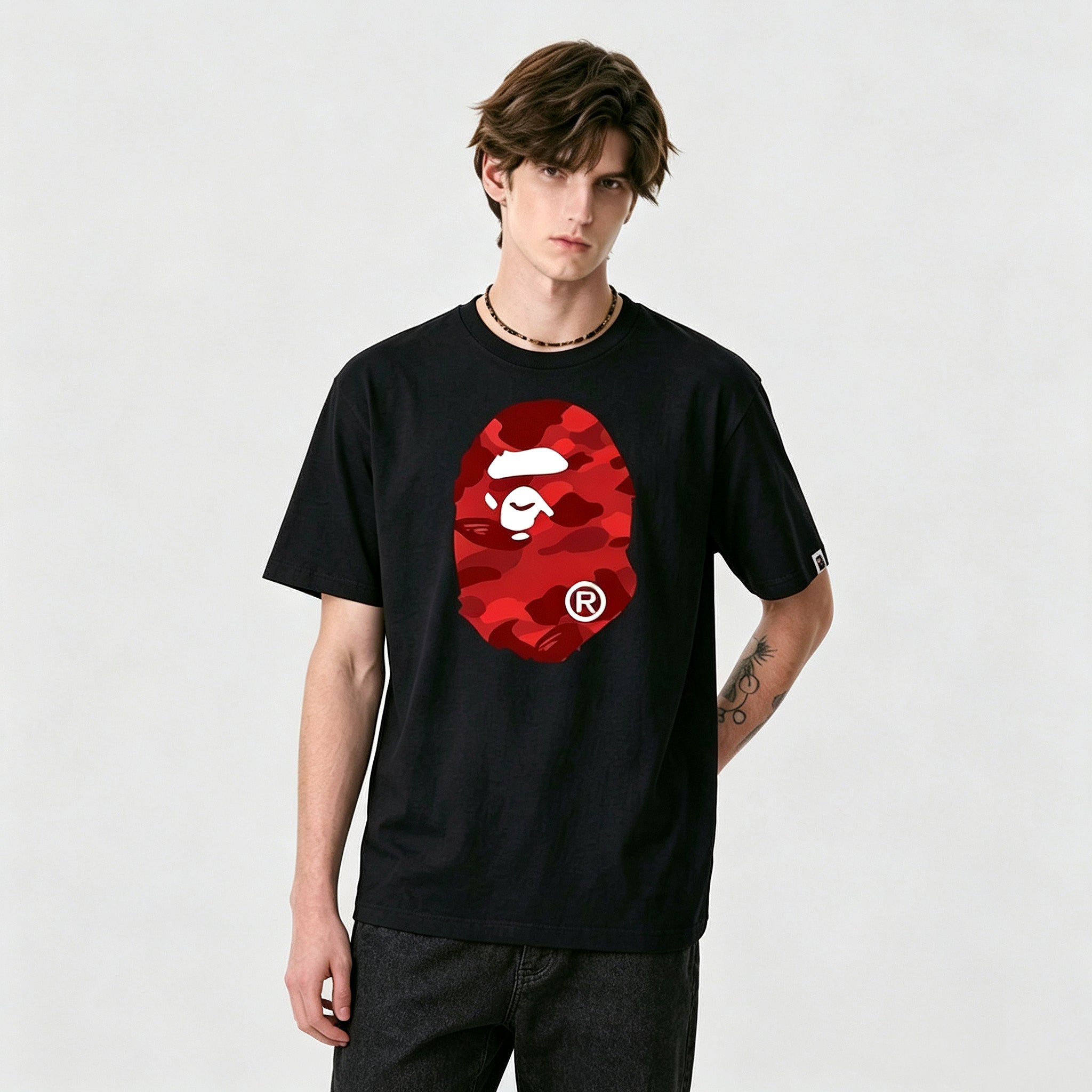 BAPE Color Camo Big Ape Head T-Shirt Black Red