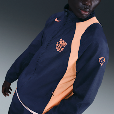 F.C. Barcelona Nike Football Total 90 Football Tracksuit Jacket Midnight Navy/Bright Mango/Bright Mango