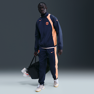 F.C. Barcelona Nike Football Total 90 Football Tracksuit Jacket Midnight Navy/Bright Mango/Bright Mango
