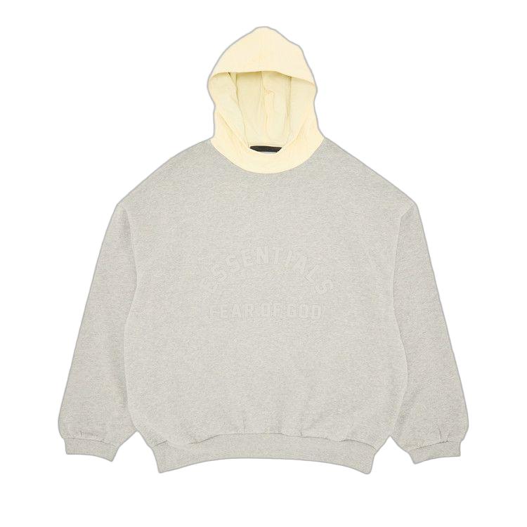 Fear of God Essentials Nylon Fleece Hoodie Dark Heather Oatmeal/Garden Yellow - Sneak
