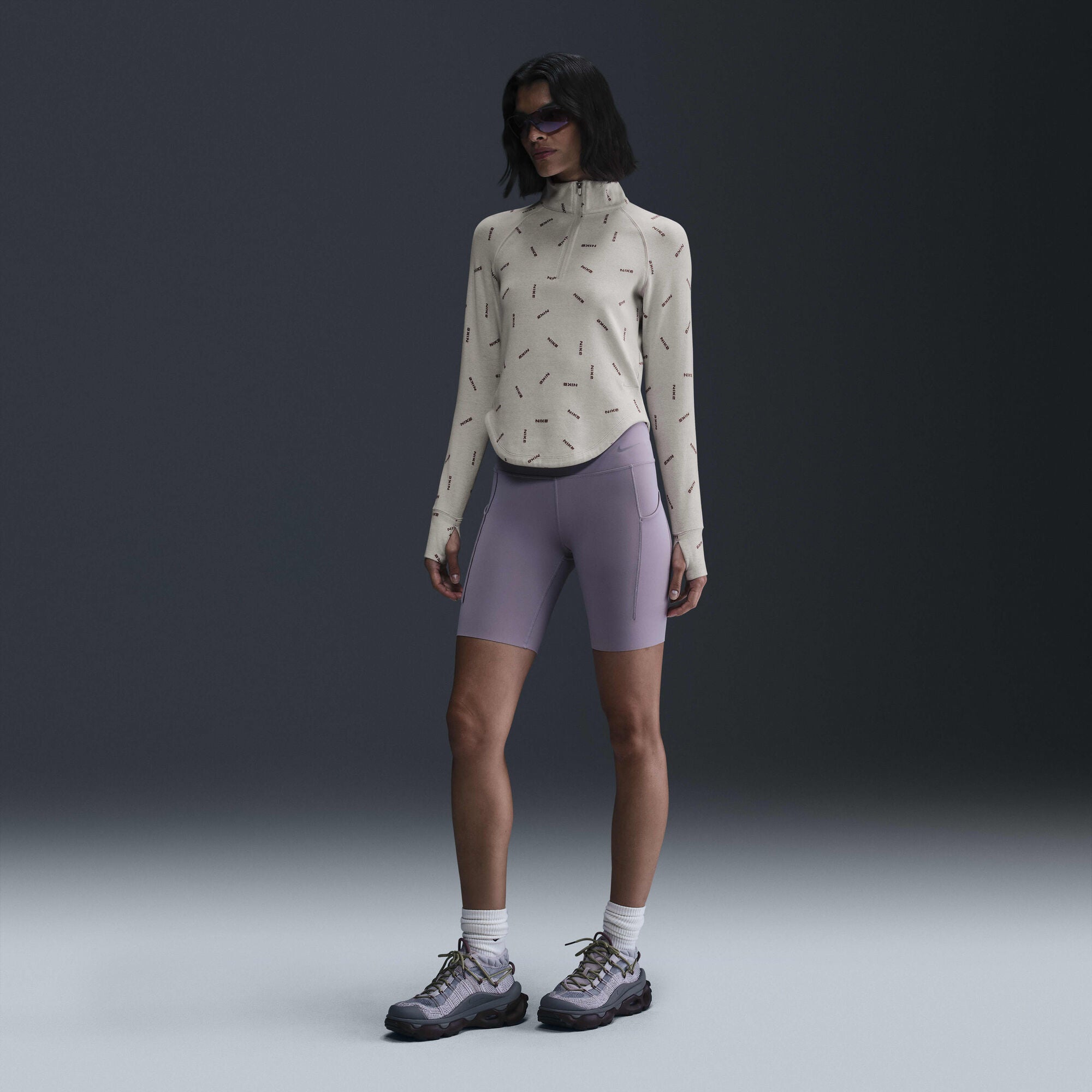 Nike Sportswear Collection Slim 1/2-Zip Long-Sleeve Logo Top Light Orewood Brown/Red Sepia/Light Orewood Brown - Sneak