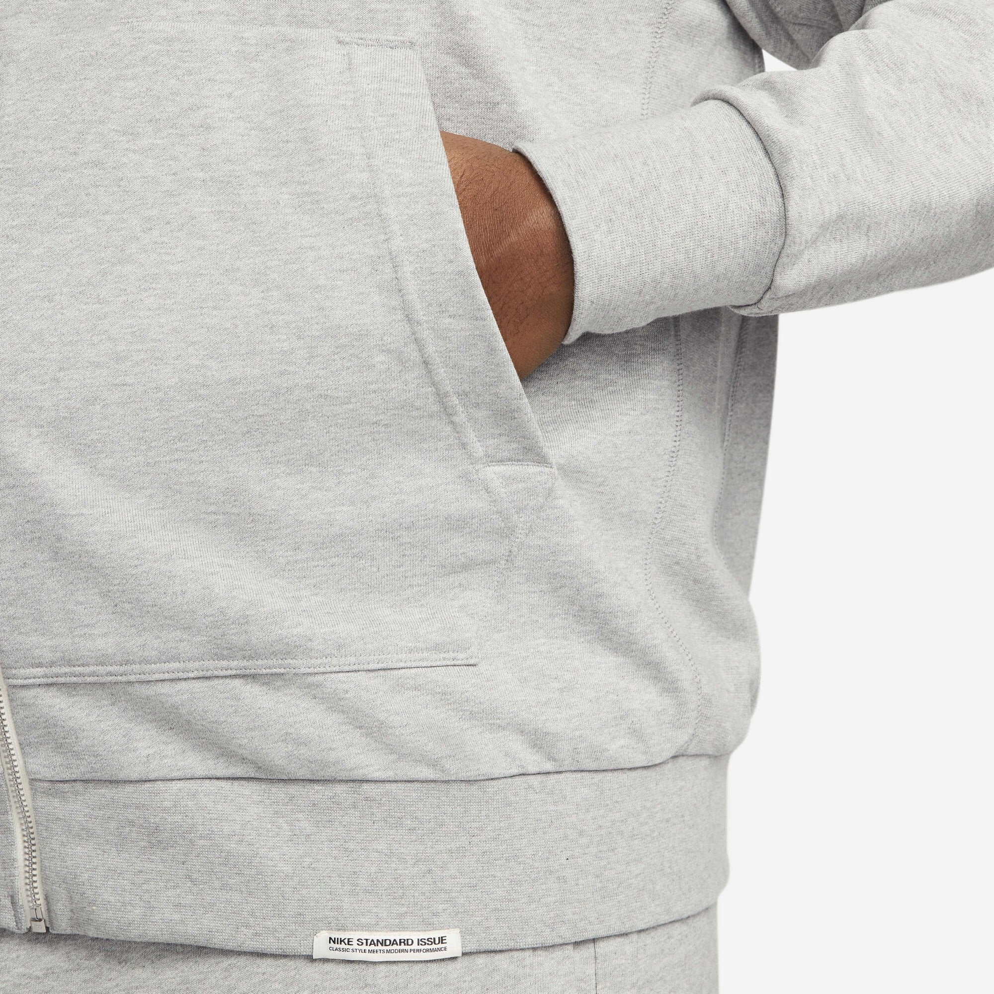 Nike Standard Issue Dri-FIT Full-Zip Basketball Hoodie Dark Grey Heather/Pale Ivory