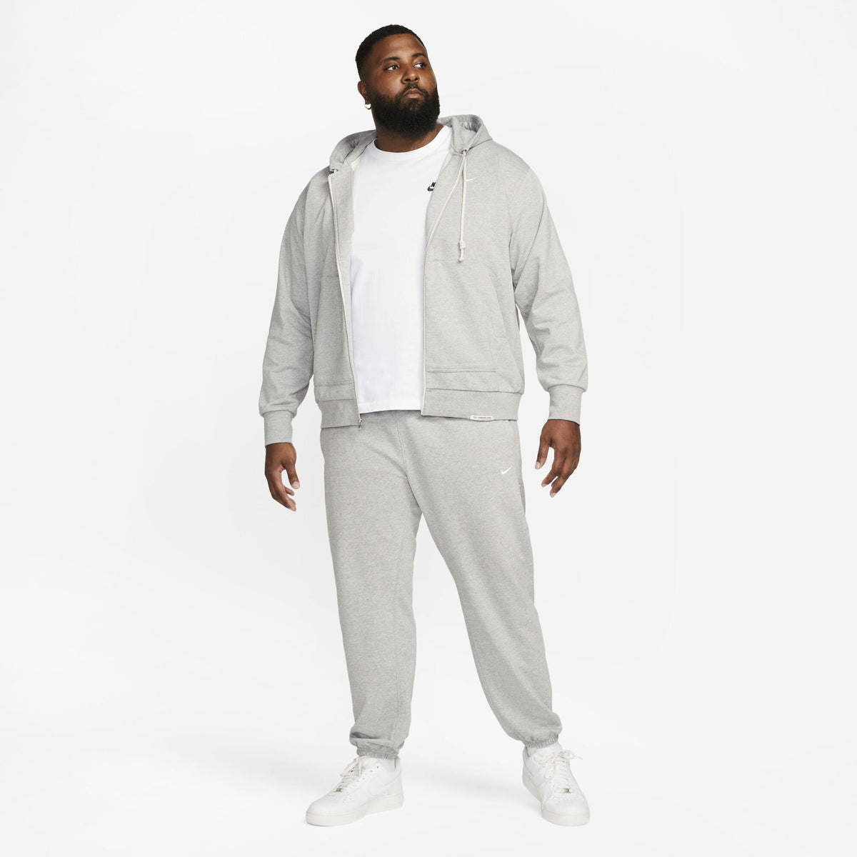 Nike Standard Issue Dri-FIT Full-Zip Basketball Hoodie Dark Grey Heather/Pale Ivory