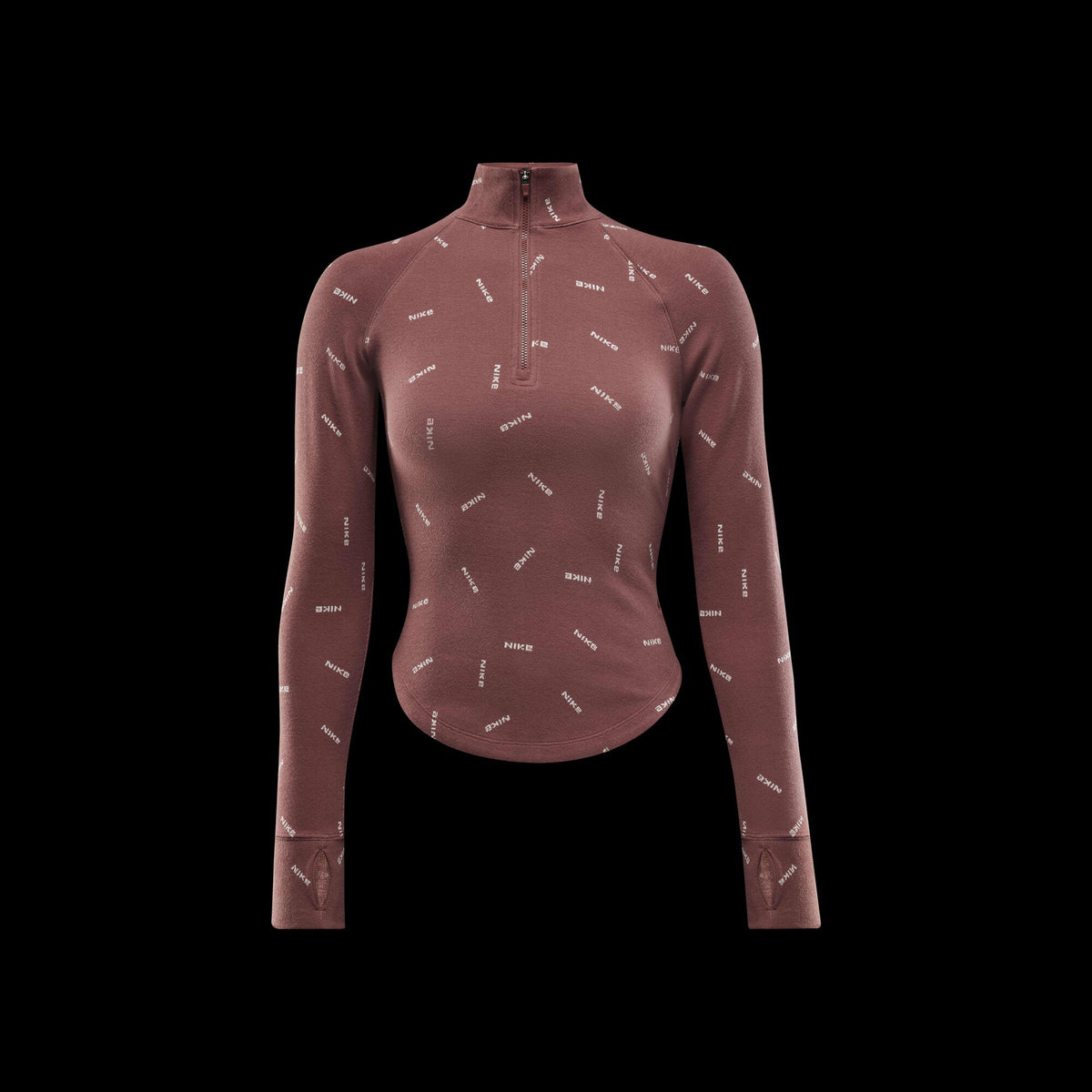Nike Sportswear Collection Slim 1/2-Zip Long-Sleeve Logo Top Red Sepia/Light Orewood Brown/Red Sepia