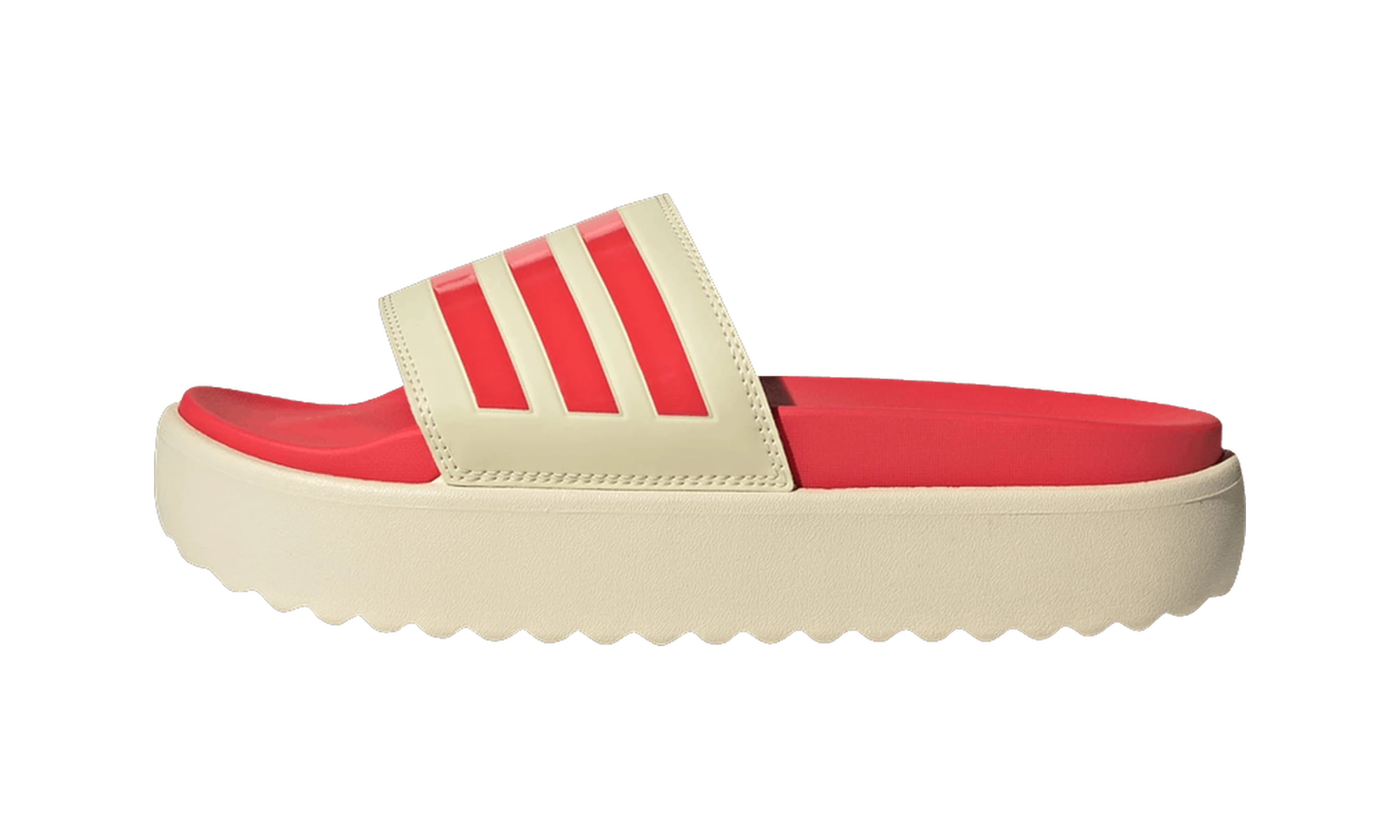 Adidas Adilette Platform Slides Warm Vanilla Semi Lucid Red