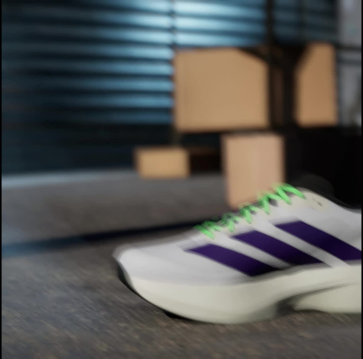 Adidas Adizero Evo SL White Purple Lime Burst