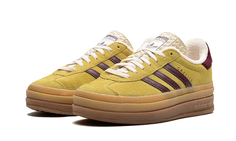 Adidas Gazelle Bold Almost Yellow Maroon, Almost Yellow/Maroon/Wonder White (IF5937)