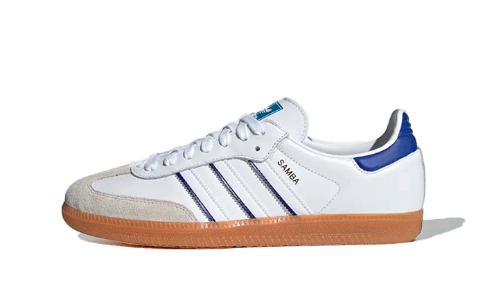 Adidas Samba Leather Cloud White Lucid Blue, Cloud White/Lucid Blue/Gum (IG2339)