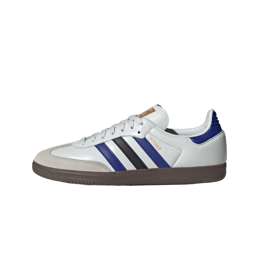 Adidas Samba OG Crystal White Active Blue Black, Crystal White/Active Blue/Matte Gold (ID1381)