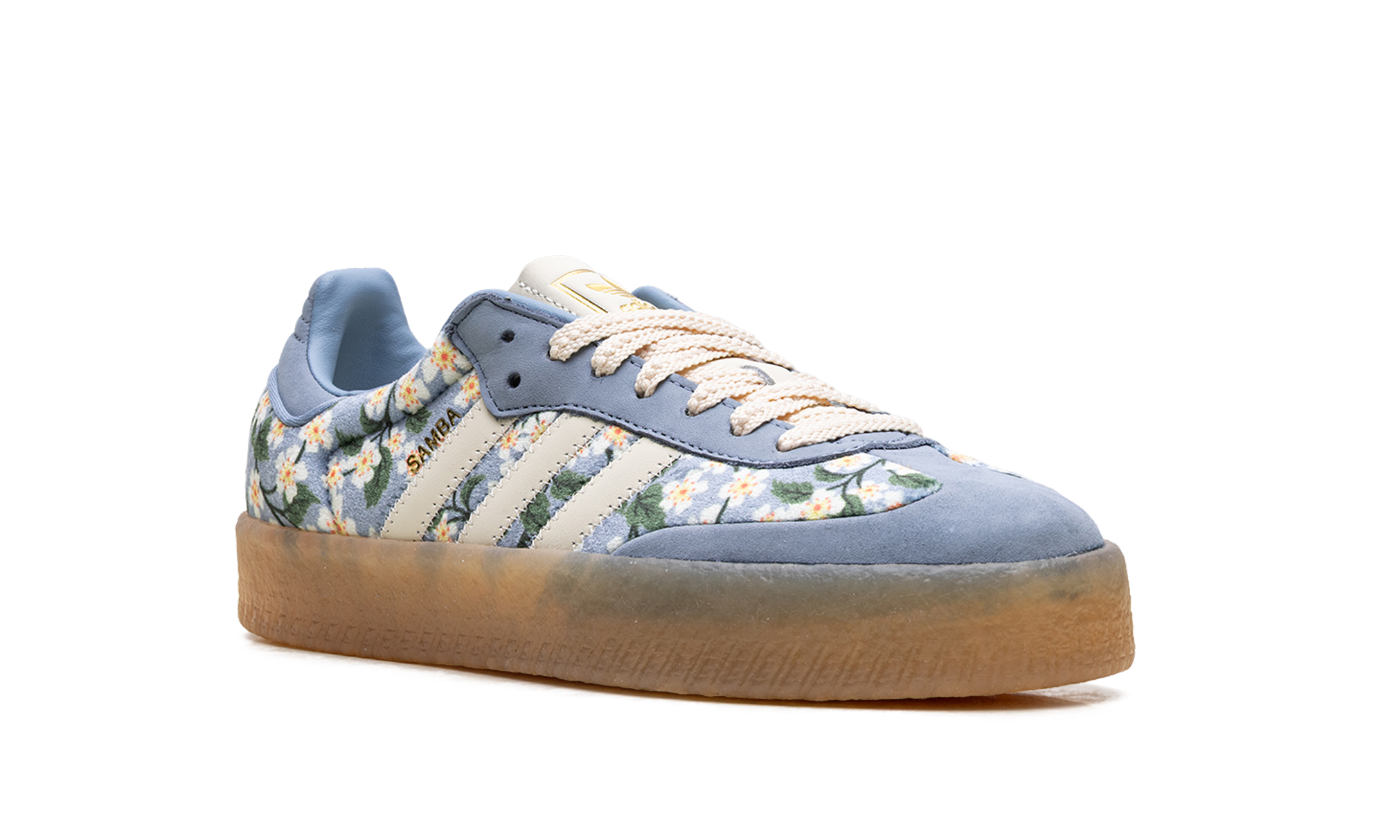 Adidas Sambae Liberty London Floral Embroidery Blue Cream White