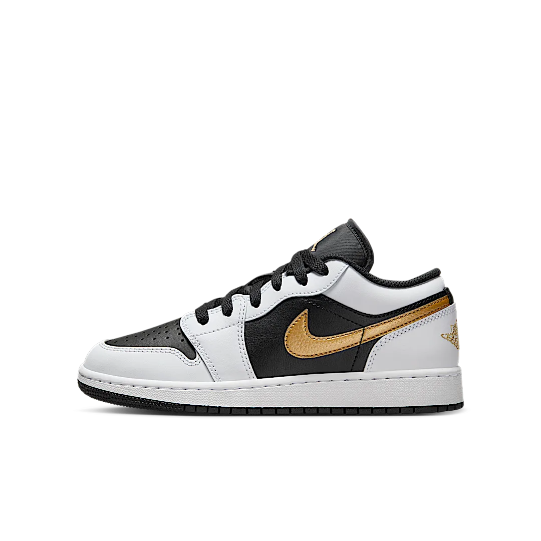 Air Jordan 1 Low Gold Swoosh, White/Black/Metallic Gold (553560-172)