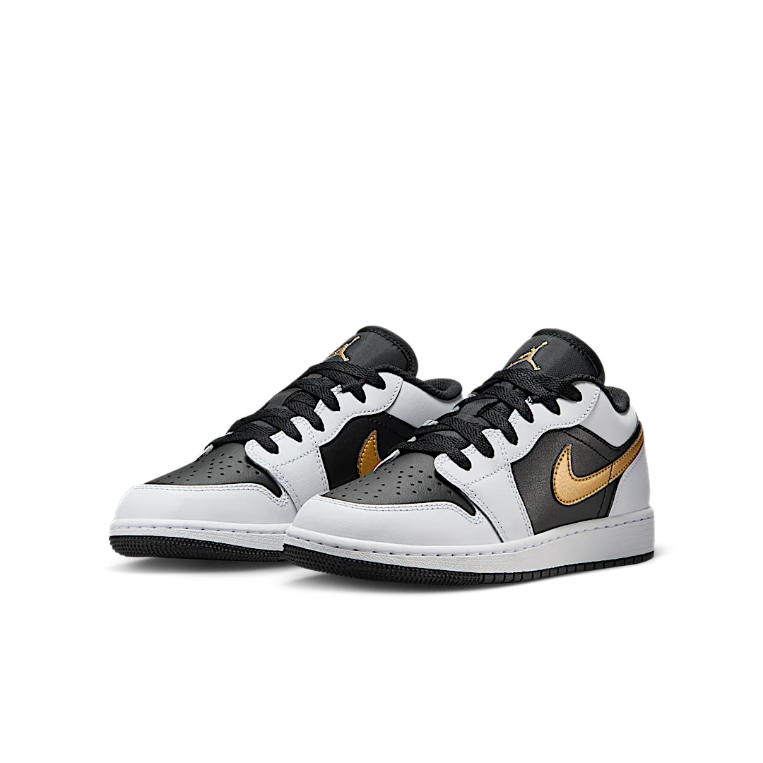 Air Jordan 1 Low Gold Swoosh, White/Black/Metallic Gold (553560-172)