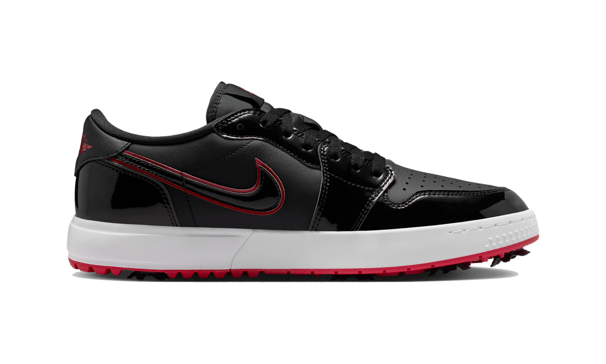 Air Jordan 1 Low Golf Spiked Bred Black Patent
