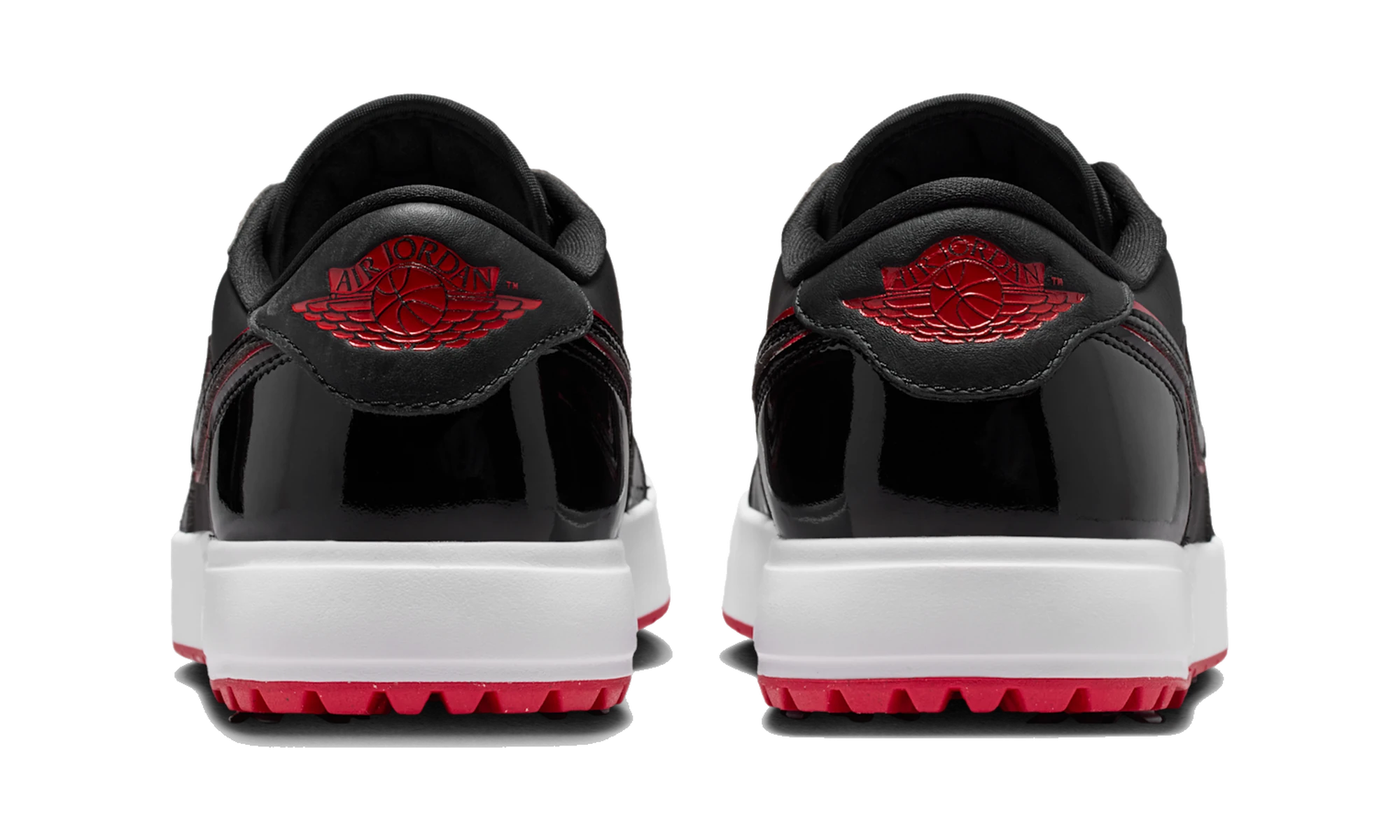 Air Jordan 1 Low Golf Spiked Bred Black Patent