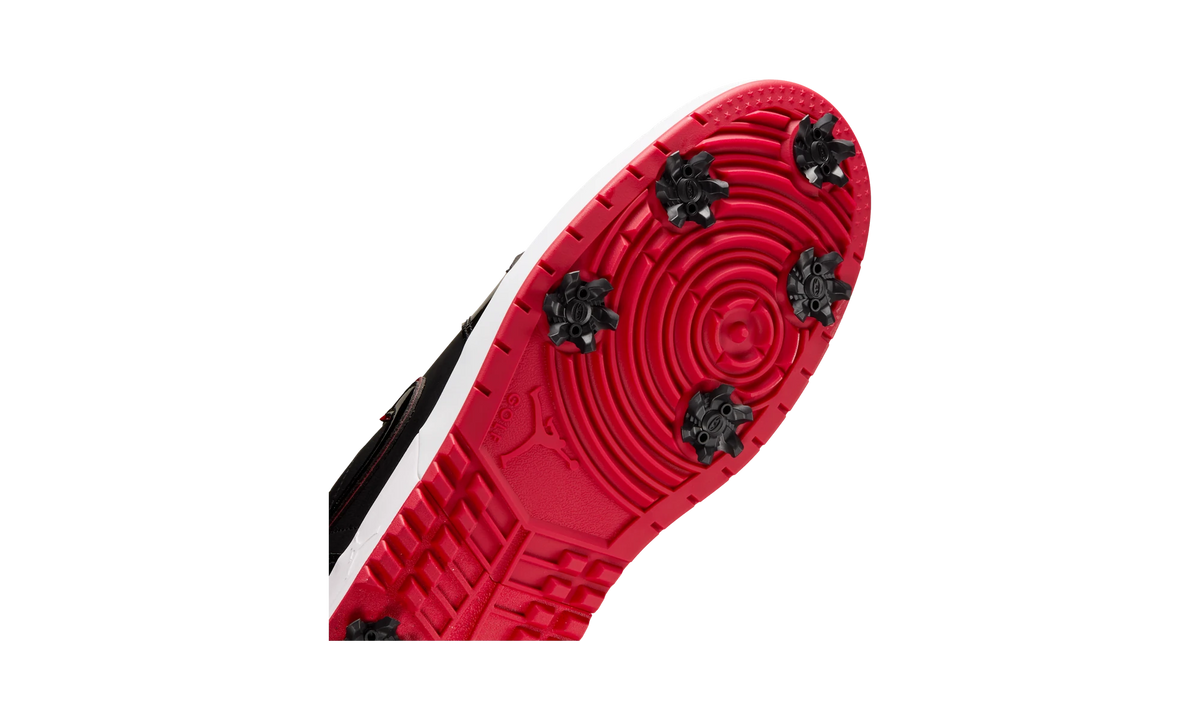 Air Jordan 1 Low Golf Spiked Bred Black Patent