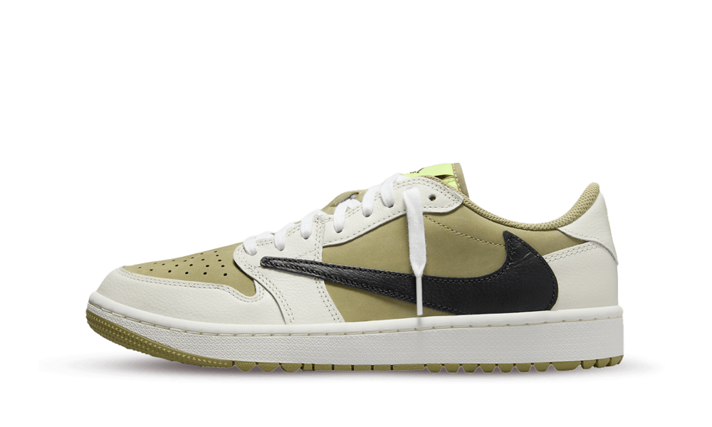 Air Jordan 1 Retro Low Golf Travis Scott Neutral Olive, Neutral Olive/Black-Sail-LT Lemon Twist-Baroque Brown-White (FZ3124-200)