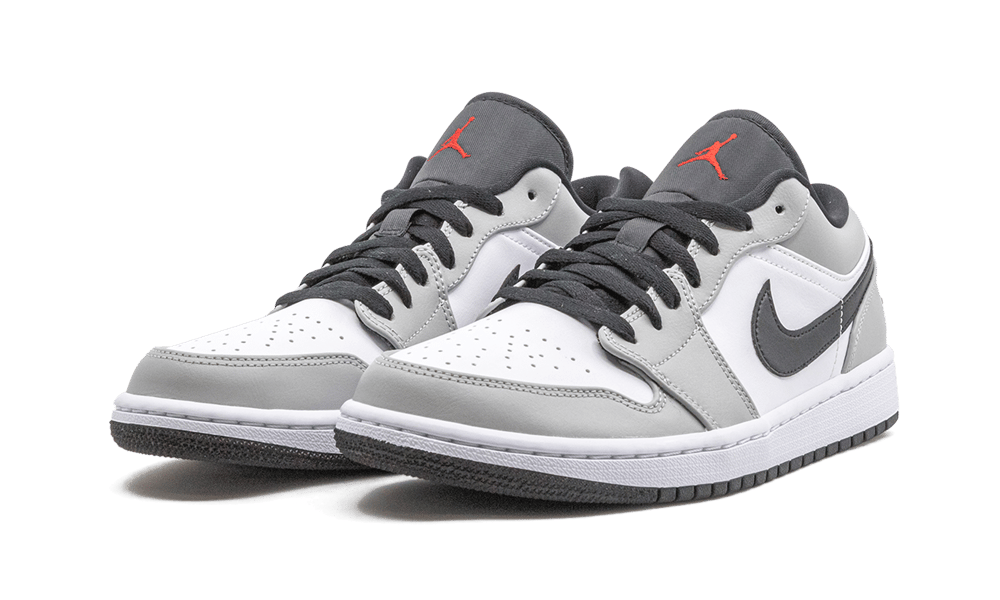 Air Jordan 1 Low Light Smoke Grey, Light Smoke Grey/Gym Red-White (553558-030)