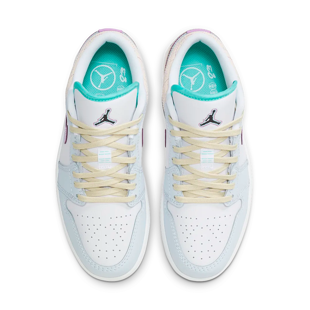 Air Jordan 1 Low Multi-Color Sashiko, White/White/Blue Tint/Rush Fuchsia (FV3623-151)