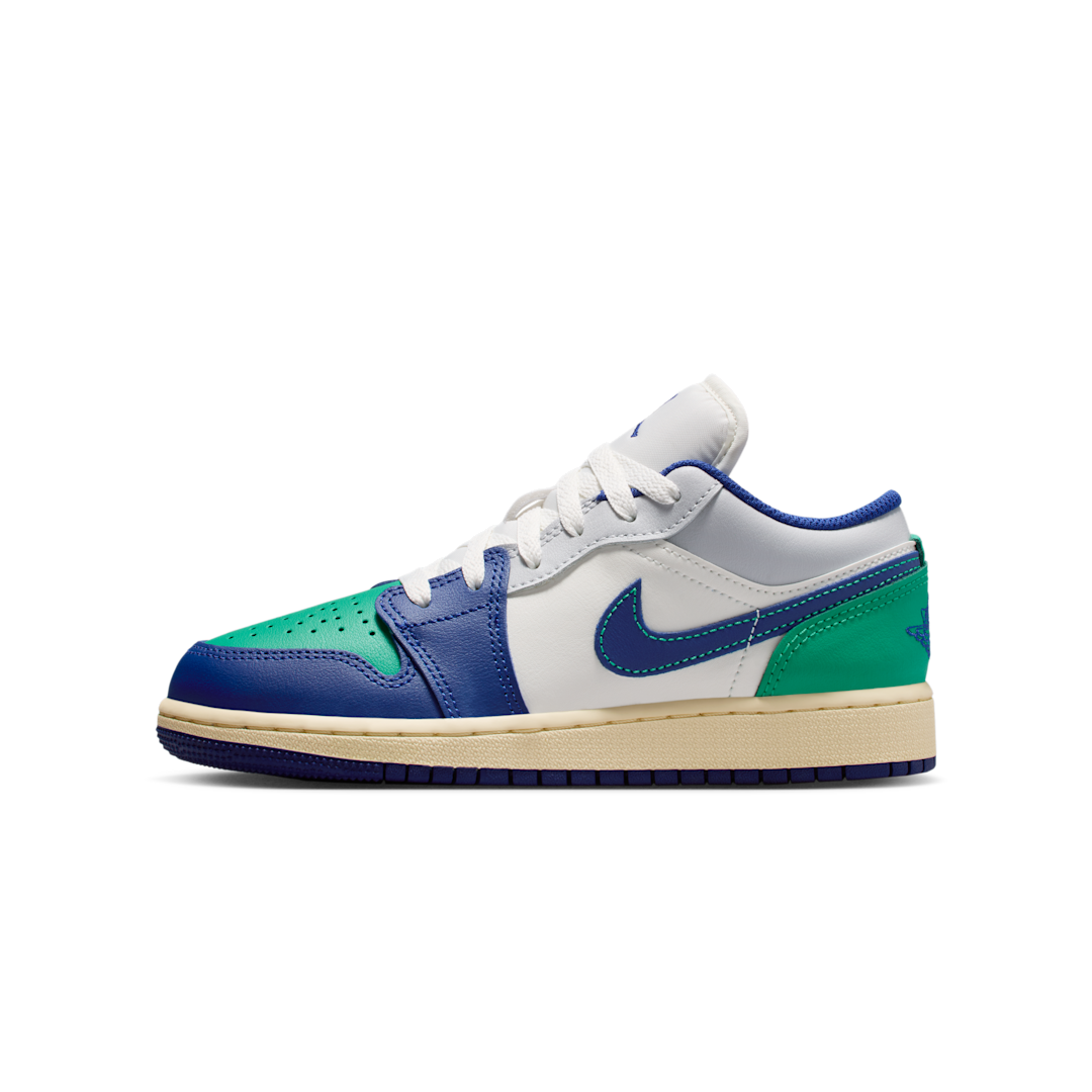 Air Jordan 1 Low Rare Air, Sail/Stadium Green/Neutral Grey/Deep Royal Blue (553560-147)