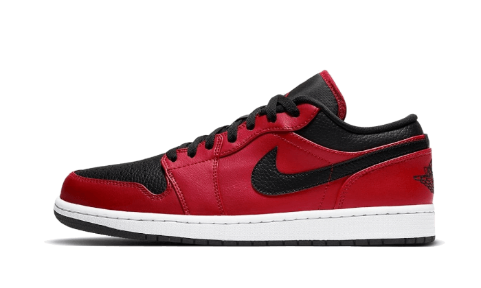 Air Jordan 1 Low Reverse Bred Pebbled Swoosh, Gym Red/Black/White (553558-605)