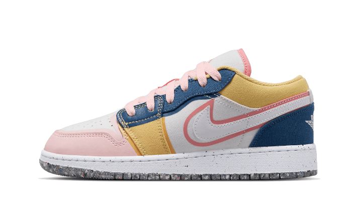 Air Jordan 1 Low SE Multi Canvas, White/French Blue/Topaz Gold/Coral Chalk (DV1323-100)