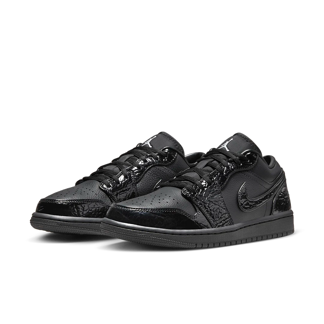 Air Jordan 1 Low SE Patent Elephant Black, Black/Black-White-Metallic Silver (HJ7743-010)