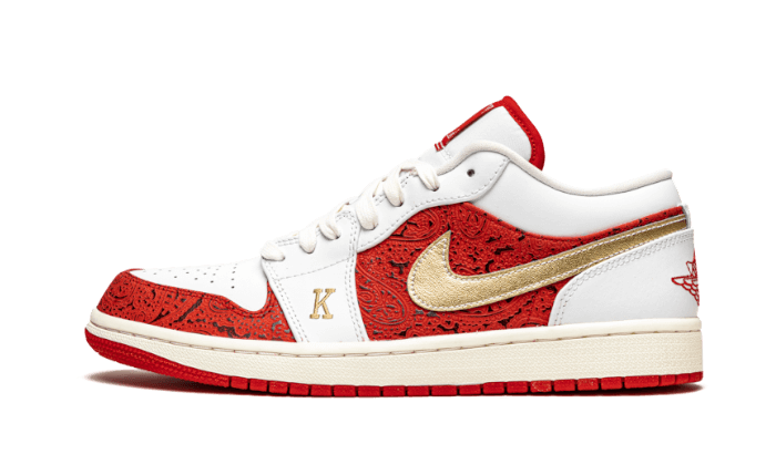 Air Jordan 1 Low Spades, White/Metallic Gold-University Red-Sail (DJ5185-100 / DJ5186-100)