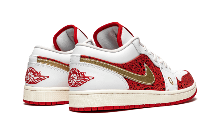 Air Jordan 1 Low Spades, White/Metallic Gold-University Red-Sail (DJ5185-100 / DJ5186-100)