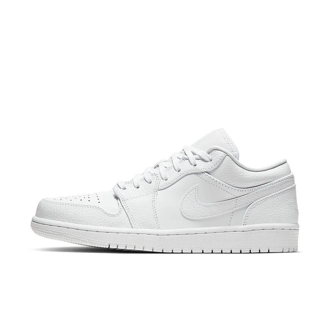 Air Jordan 1 Low Triple White Tumbled Leather, White/White/White (553558-130 / 553560-130)