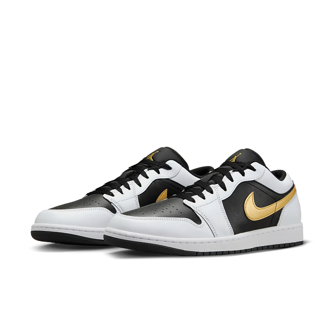 Air Jordan 1 Low White Black Metallic Gold Swoosh, White/Black/Metallic Gold (553558-172)