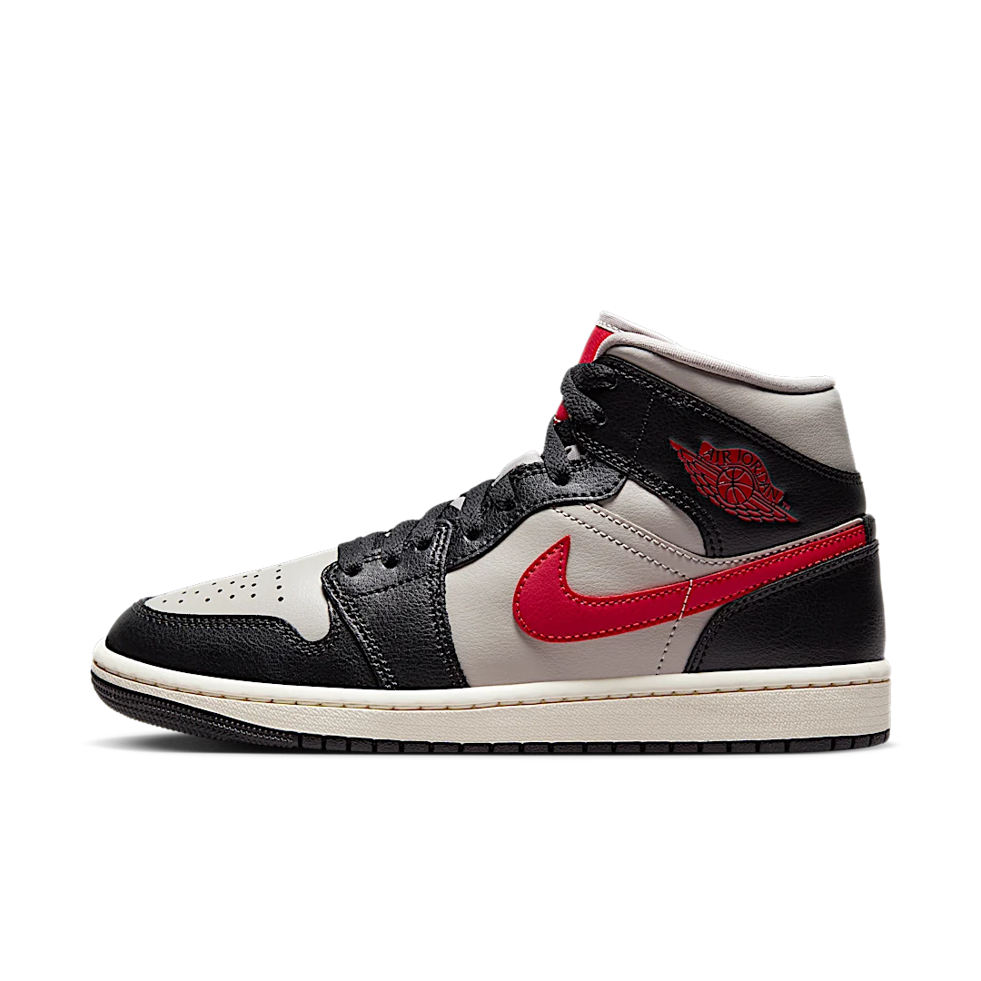 Air Jordan 1 Mid Black College Grey Gym Red, Black/Gym Red/College Grey/Sail (BQ6472-060)