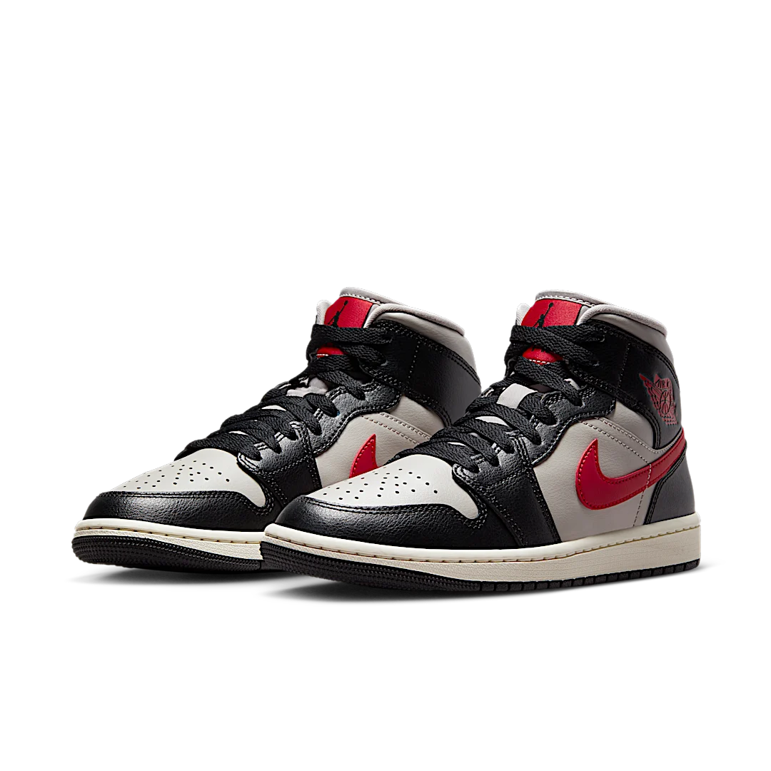 Air Jordan 1 Mid Black College Grey Gym Red, Black/Gym Red/College Grey/Sail (BQ6472-060)