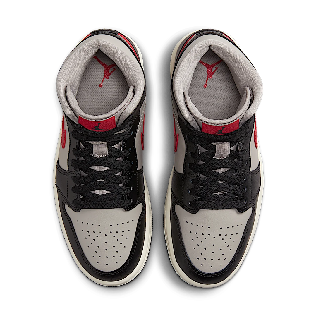 Air Jordan 1 Mid Black College Grey Gym Red, Black/Gym Red/College Grey/Sail (BQ6472-060)