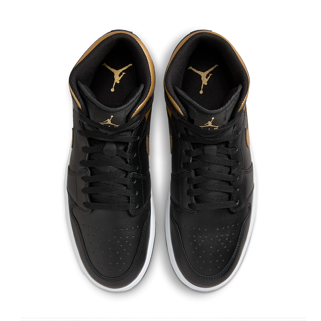 Air Jordan 1 Mid Black Metallic Gold, Black/White/Metallic Gold (DQ8426-071)