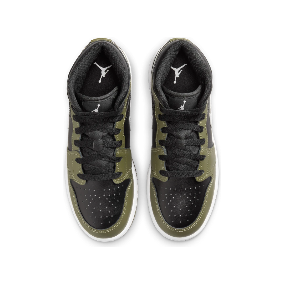 Air Jordan 1 Mid Black White Olive, Black/White/Medium Olive (DQ8423-092)