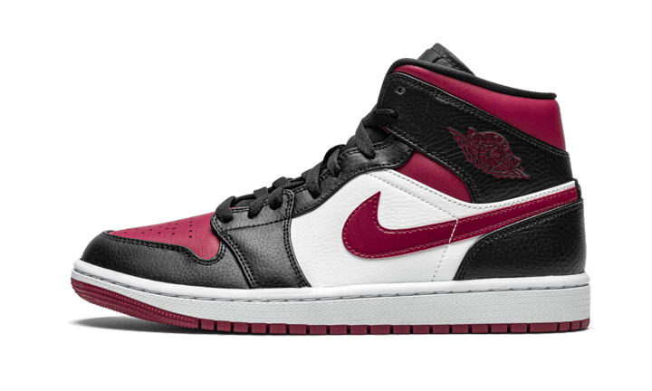 Air Jordan 1 Mid Bred Toe, Black/Noble Red-White (554724-066 / 554725-066)