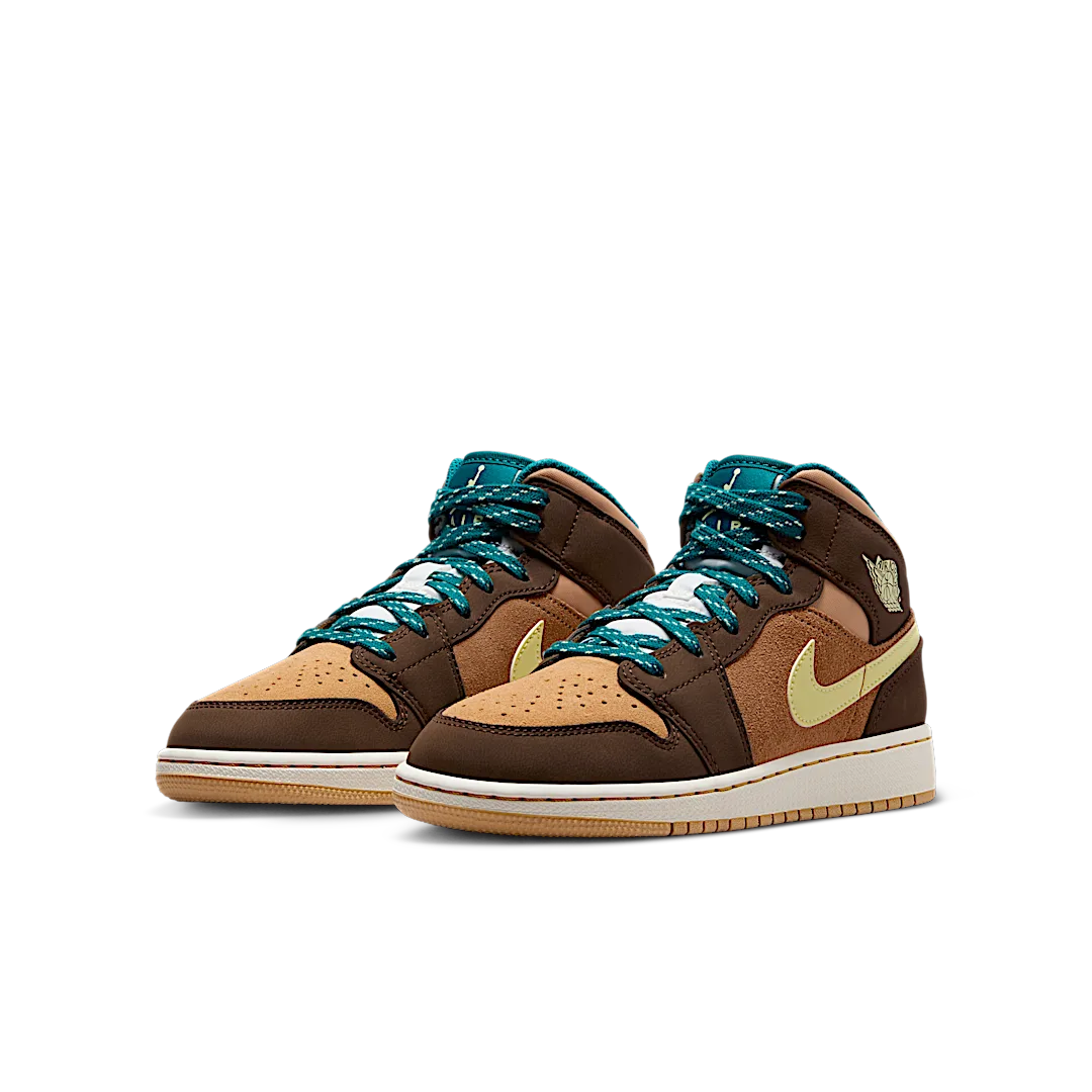 Air Jordan 1 Mid Cacao Wow, Cacao Wow/Luminous Green-Ale Brown-Twine-Sail-Geode Teal (DZ6335-200)