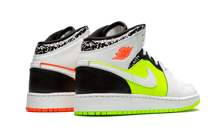 Air Jordan 1 Mid Composition Notebook, Orange/Volt-Black-White (554725-870)