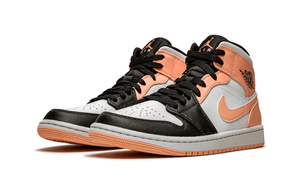 Air Jordan 1 Mid Arctic Orange Black Toe, White/Arctic Orange-Black (554724-133 / 554725-133)