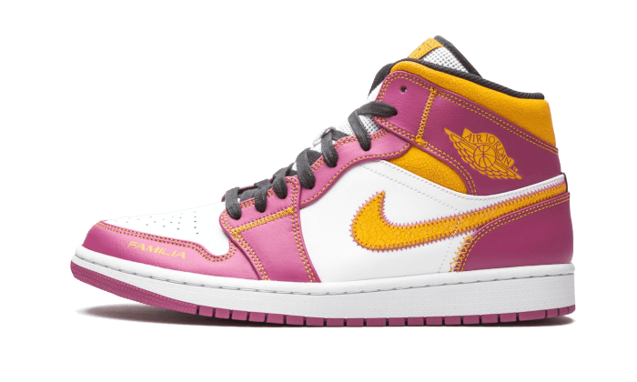 Air Jordan 1 Mid Dia de los Muertos, White/Fuchsia-Orange-Black (DC0350-100 / DC0500-100)