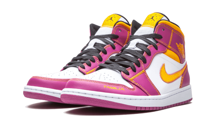 Air Jordan 1 Mid Dia de los Muertos, White/Fuchsia-Orange-Black (DC0350-100 / DC0500-100)