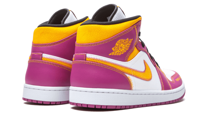 Air Jordan 1 Mid Dia de los Muertos, White/Fuchsia-Orange-Black (DC0350-100 / DC0500-100)